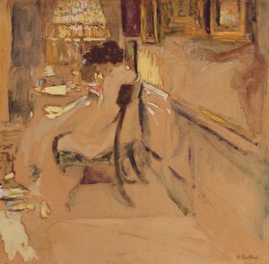 Hessel女士在灯下缝制，约1905年 作者 爱德华·维拉德