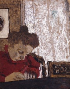 玛丽·沃拉德（Marie Vuillard）写作；玛丽·沃拉德（Marie Vuillard）写作，约1895年 作者 爱德华·维拉德
