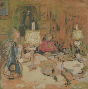 1913年的加莱街（Lue de Calais）的两盏晚餐（棕色纸上的瘟疫） 作者 爱德华·维拉德