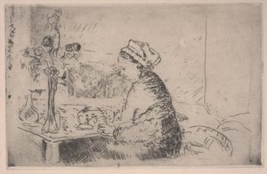 拿着花束的女人，约 1924 年（蚀刻版） 作者 爱德华·维拉德