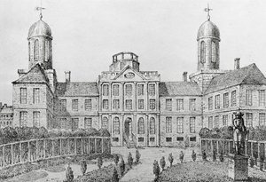 美国费城医院，Edouard de Montule（1792-1828 年）在航行至美国、意大利、西西里岛和埃及期间的平版印刷 作者 爱德华·蒙特勒
