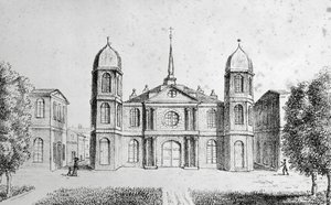 美国新奥尔良教堂，爱德华-德-蒙特勒（1792-1828 年）的石版画，选自《美洲、意大利、西西里岛和埃及之旅》。 作者 爱德华·蒙特勒