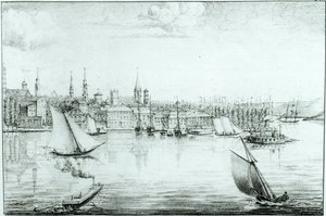 来自西方的纽约，来自1821年de Montule的“收集地图和意大利西西里岛和埃及美国之旅” 作者 爱德华·蒙特勒