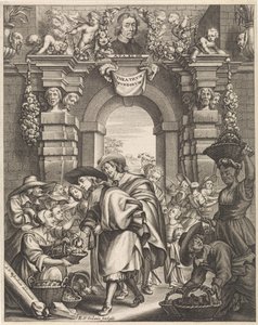 两位先生在市场买蘑菇
标题插图：F. van Sterbeeck，Theatrum Fungorum out het tooneel der Campernoelien，1675 年 作者 阿诺德·范·韦斯特豪特