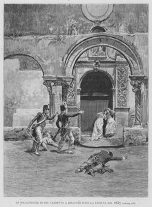Del Carretto的《1837年起义后锡拉丘兹的士兵》（雕刻）。 作者 爱德华多·马塔尼亚