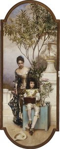 公园里的母子素描，1886年