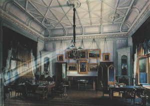 1860年农场宫殿中的亚历山大二世（1818-81）的蓝色研究（纸上写着） 作者 爱德华·豪（Eduard Hau）