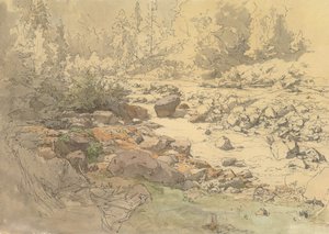克罗瑙附近河流中的岩石景观，19-20世纪初。