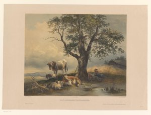 风景中与牛一起休息的人物
Des Landmanns Mittagsruhe（物上标题） 作者 爱德华·魏克斯加特纳