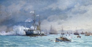 爱丁堡号 "反鱼雷演习，约 1887 年（布面油画）