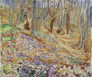 春天在榆树森林里。约于1923年 作者 Edvard Munch
