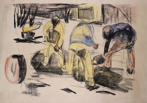 严重的工人；挖工 作者 爱德华·蒙克