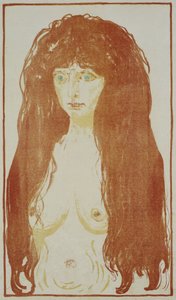 红发绿眼裸女
站立的红发裸女，约 1901 年 作者 爱德华·蒙克