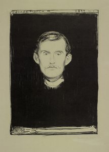 自画像，1895年 作者 爱德华·蒙克