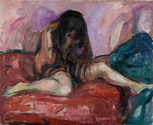 Weeping Nude par Munch, Edvard (1863-1944). Oil on canvas, size : 110x135 作者 爱德华·蒙克