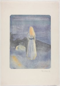 海滩上的年轻女子 作者 爱德华·蒙克