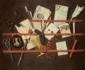 Trompe loeil字母架与一个年轻人的盔甲的微型肖像，1697（面板） 作者 Edwaert Colyer或Collier