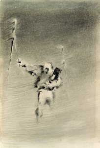 在暴风雪中观察（笔和墨水和纸张上的卫生间） 作者 爱德华·阿德里安·威尔逊