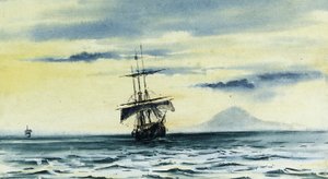 Mount Discovery的最后一幕：SS。 1904年2月19日午夜，麦克默多海峡的“发现”之后的“早晨”和“特拉诺瓦”
