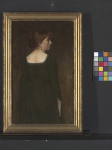 年轻女子肖像》，约 1887 年（布面油画） 作者 爱德华·奥古斯特·贝尔
