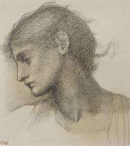 研究一个头，为&39;磨坊&39;，c.1872-80 作者 爱德华·伯恩·琼斯