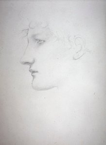 头部研究 - Bessie Keane，约1893年（纸上铅笔）。 作者 爱德华·科利·伯恩-琼斯