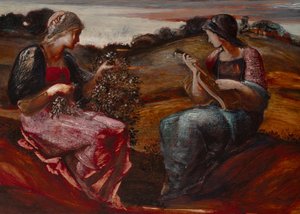 风景中的两个人物（布面油画）