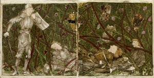 一组十六个瓷砖成对排列，形成八个插图的&39;Briar Rose&39;故事，1862年至1865年（陶瓷） 作者 爱德华·伯恩·琼斯
