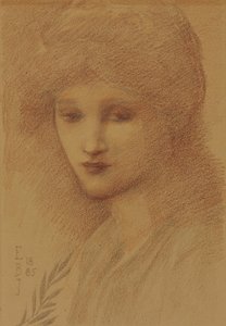 妮·坦南特（La·Lyttelton）的肖像，妮·坦南（Nen Tennant），她的眼睛垂头丧气，1885年
