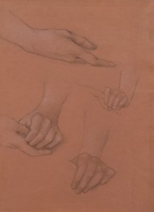 研究手中的玛丽盖斯凯尔的肖像（黑白粉笔在纸上） 作者 爱德华·伯恩·琼斯