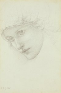研究美人鱼的头，1885年 作者 爱德华·伯恩·琼斯