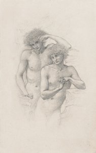 研究“阿瓦隆的亚瑟”中的两个男性裸体，c。 1885年