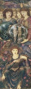 创作日：第六天，1870-76（亚麻覆盖面板上的水粉，贝壳金和植物油漆） 作者 爱德华·伯恩·琼斯