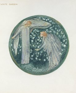 花书：XXXIV。 1905年的白色花园（用纸上的水粉印刷） 作者 爱德华·伯恩·琼斯