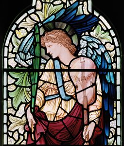 Wilden，All Saints，Morris＆Co.，Edward Burne-Jones，John Henry Dearle（1859-1932），The Minstrel Angel，Angel Musician，detail，1902-1914，Louisa，Alfred，The Baldwins，Prime Minister，Methodist，Wor