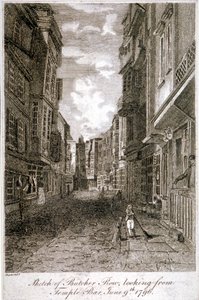 伦敦威斯敏斯特的屠夫街，1796年。                                         