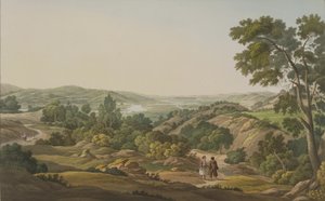 奥林匹亚平原，来自&39;希腊景观&39;第1部分的第6块板，由J. Bailey雕刻，1820年（aquatint）