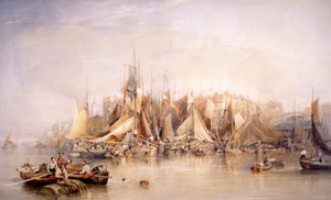 比林斯门，牡蛎的第一天，清晨》，1843年 作者 爱德华·邓肯