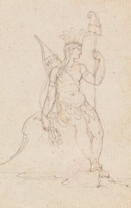 戴着自由帽的美国寓言，约 1760-1848（钢笔、黑墨水、石墨和红色粉笔）