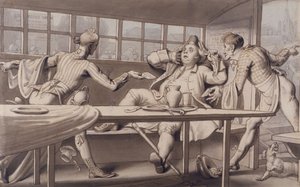 Uxbridge Passage Boat的John Gilpin（带蓝色和棕色水洗笔） 作者 爱德华·弗朗西斯·伯尼