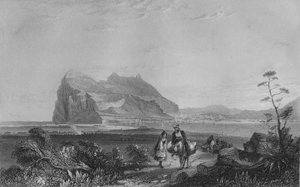 直布罗陀。从西班牙皇后椅脚下的较低信号塔，1840年