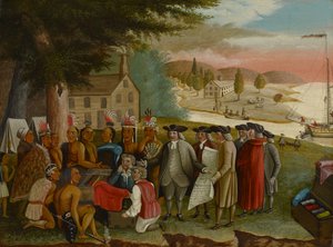 宾州与印第安人的条约，约1830-40年（布面油画） 作者 爱德华·希克斯
