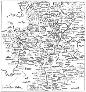 埃文河畔斯特拉特福及其周边地区的地图，摄于1610年，1885年。