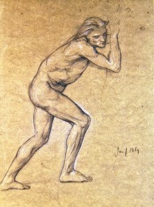 为1869年的浪子回归研究男性裸体（粉笔在纸上）