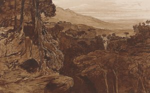 巴维拉，可西嘉岛，约1868年（钢笔和墨水在纸上洗净） 作者 爱德华·李尔