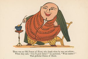有一个赫斯特的老人，他不是第一次喝酒，来自伦敦弗雷德里克·沃恩公司出版的“无意义的书”，1875年 作者 爱德华·李尔