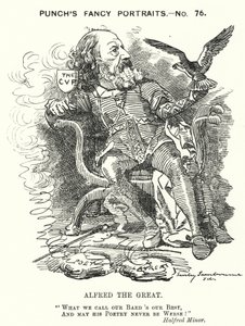 打孔卡通：阿尔弗雷德，丁尼生勋爵，英国诗人（版画） 作者 爱德华·林利（之后）桑伯恩