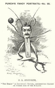 打孔卡通：Fred Spofforth，澳大利亚板球运动员（雕刻） 作者 爱德华·林利（之后）桑伯恩