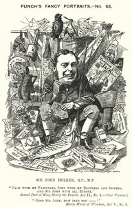 打孔卡通：英国律师和政治家约翰·霍尔克爵士（版画） 作者 爱德华·林利（之后）桑伯恩