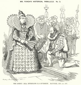 Punch cartoon: The Lordly Cecil Entertains His Sovereign, Hatfield 作者 爱德华·林利（之后）桑伯恩